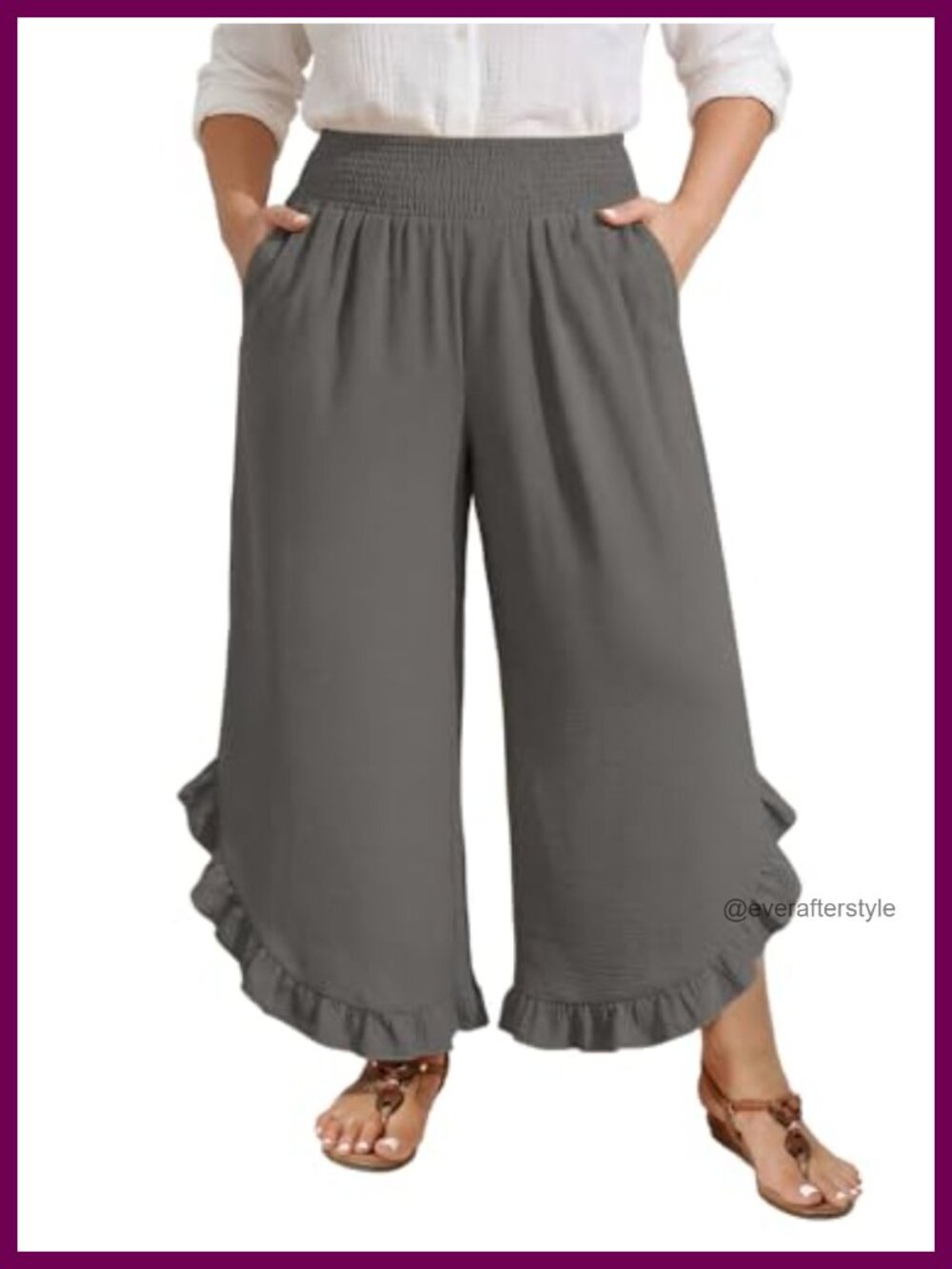 Plus Size Wide Leg Palazzo Pants High Waisted Smocked Casual Lounge